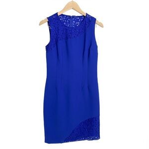 Tahari Women’s Navy Blue Sheath Lace Dress‎ Size 6